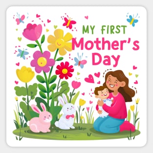 My first mothers day bunnies and flowers fun print shirt Magnet